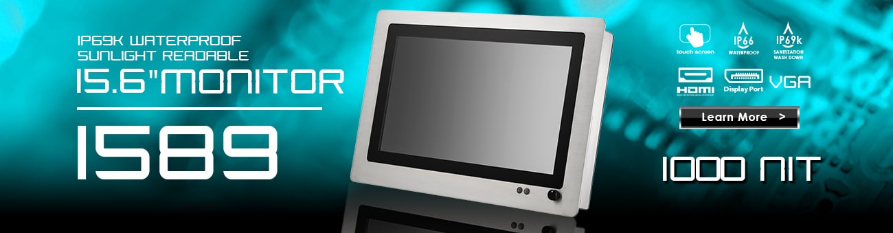 15 inch monitor, 15 inch touchscreen, IP69K https://www.xenarc.com ruggedized solutions manufacturer for all industries  HDMI, VGA & Displayport Video Inputs