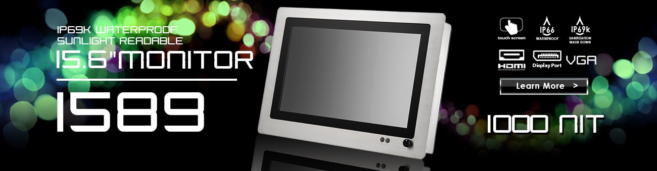 15 inch monitor, 15 inch touchscreen, IP69K https://www.xenarc.com ruggedized solutions manufacturer for all industries  HDMI, VGA & Displayport Video Inputs