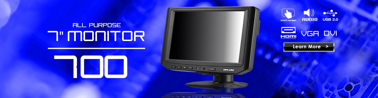 7 inch monitor, 7 inch touchscreen, small monitor, small touchscreen https://www.xenarc.com ruggedized solutions manufacturer for all industries  HDMI, VGA, DVI Video Inputs