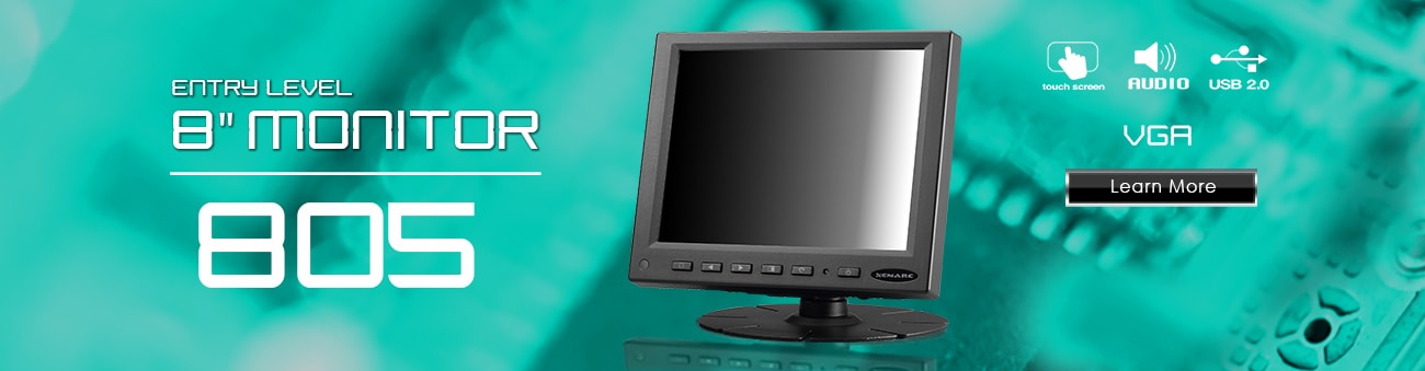 8 inch monitor, 8 inch touchscreen, small monitor, small touchscreen https://www.xenarc.com ruggedized solutions manufacturer for all industries  HDMI, VGA, DVI Video Inputs