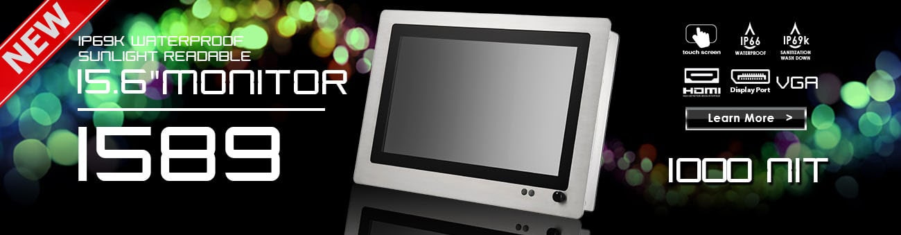 15 inch monitor, 15 inch touchscreen, IP69K https://www.xenarc.com ruggedized solutions manufacturer for all industries  HDMI, VGA & Displayport Video Inputs