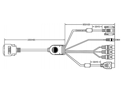 26-PIN YH Series Monitor HDMI, VGA, DVI & AV Input Cable - 1.8 METER