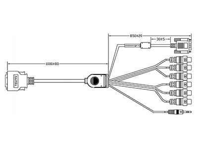 26-PIN YV Series VGA & AV Monitor Input Cable - 1.8 METER